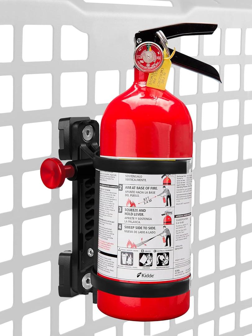 MOLLE Panel Fire Extinguisher Mount Kit Fits 1"-2" Rigid MOLLE Panel Holes, Quick Release Car Fire Extinguisher Mount Holder with 4 Clamps for Vehicles MOLLE Panle Accessories