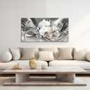 XLMDYYSW Large Orchid Canvas Wall Art White Orchid Flowers Pictures Abstract Floral Print Poster Vintage Botany Painting for Living Room Bathroom Decor Framed (Grey, 12L x 24W)