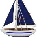 Pacific Sailer Blue - Blue Sails 9" - Model Sailing Boat - Sailboat Decoration