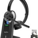 Bluetooth Headset, Wireless Headset with Mic for Work, Advanced AI Noise Cancelling Microphone (Clear Calls & Mic Mute), Bluetooth 5.3, USB Dongle, Headphones with Mic, for PC/Zoom/Office