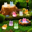 50 Pcs Mini Resin Luminous Frogs Glow in The Dark Tiny Frogs Animals Miniature Figurines Portrait Landscape Aquarium DIY Birthday Party Ornament Accessories Charms Party Favors (Colorful)