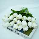 20pcs White Tulips Artificial Flowers 13 Inch Real Touch PU Fake Flowers Fake Tulips for Mother's Day Easter in Home Wedding Office Party Table Decoration