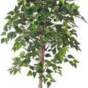 4Ft Artificial Birch Tree, Green Siberian Birch Tree for Indoor, Fake Potted Ficus Tree with Silk Leaves for Home Office Living Room Decor (11in)