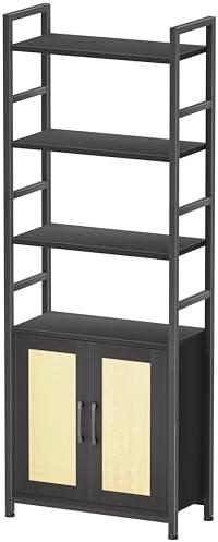 Amazon.com: Lazyvan Rattan Bookshelf with Doors,70" Tall Bookcase with Storage Cabinet,6 Tier Book Shelf for Living Room/Bedroom/Home Office/Kitchen,70"(H)*26"(L)*11.8"(W) 