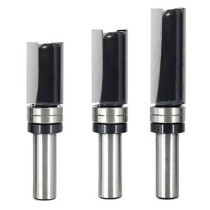 3PCS Pattern Flush Trim Router Bit 1/2 Shank, 3/4" Dia, Stable Double Bearing Guides, Top Bearing Template Flush Cut Stright Trim Router Bit, for DIY&Woodworking, Height 2", 1-1/2", 1-1/4"