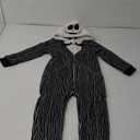 Disney Stitch One‑Piece Pajamas for Girls and Teens, Kids Cozy Hooded Fleece Jumpsuit, Lounge Suit, Black Jack Skellington, 13-14yrs Old