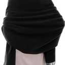 RIIQIICHY Women's Scarf Pashmina Shawls and Wraps for Evening Dress Bridesmaid Wedding Bridal Winter Warm Long Large Scarves (Black)