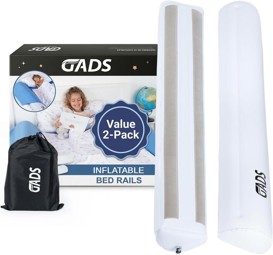 Travel Bed Rails for Toddlers (2 Pack) Inflatable Bed Rails for Twin, Full, Queen & King Beds Portable & Non-Slip Bed Bumpers Water-Resistant & Durable Guard Rail