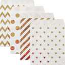 KEYYOOMY 200 Pcs Bright Gold Candy Buffet Bags - Small Polka Dot Paper Treat Bags for Wedding & Birthday Party (5 x 7 inch)