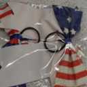 2Pcs American Flag Glitter Ribbon Cheerleading Bows Large Cheer Hair Bows Elastic Bands Handmade Ponytail Holder for 4th of July Independence Day 