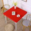 JISEN Cocktail Square Table Top Cover Spandex Fitted Stretchable Tablecloth Topper Cap 38x38 Inch E-Red