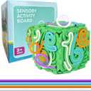 Sensory Activity Board, Six-Sided Silicone Sensory Fidget Toy with 20 Strings for Autism, Stress Relief, Calming, Focus & ADHD,Great for 3+ Year Old, Stuffers Gifts for Teen Girl