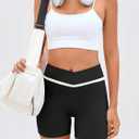 Aoysky Womens Buttery Soft Crossover Biker Shorts 5" Criss Cross V High Waisted Seamless Workout Yoga Athletic Shorts (Black, M)