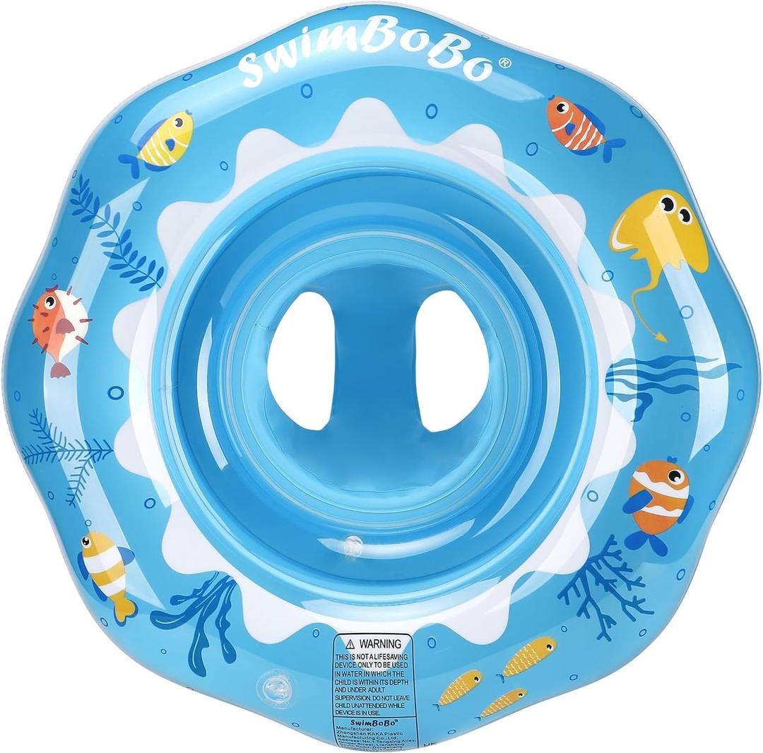 Baby Swim Ring Underarm Swim Seat Float Trainer with Backest for Toddler 6 Months to 3 Years (Deep Blue)