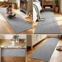 2x6 Washable Runner Rug for Hallway Kitchen Bedroom, Low-Pile Non-Slip Thin Area Rug for Entryway Bathroom, Indoor Carpet for Bedside Laundry Living Room Home Decor (Grey)