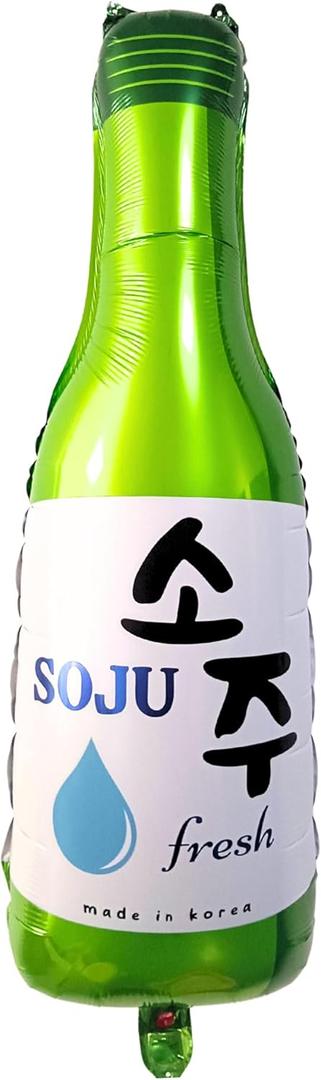 3 x Korean Party Decorations, Soju Bottle Balloon Set of 1, 21st Birthday Decor | 30" Giant Korean Decor Helium Supported, Reusable Karaoke Kpop Theme Bachelorette Party, 21st Birthday Decorations for Men