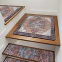 OJIA Non-Slip Stair Treads Matching Mat for Wooden Steps, Square Rubber Backing Anti-Slip Stair Carpet Landing Mat Stair Rugs 31x31 inch (Brick Red)