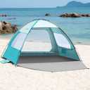 OutdoorMaster Beach Tent for 3/4 Person - Easy Setup Sun Shade Shelter, Portable Beach Shade Sun Canopy with UPF 50+ UV Protection, Removable Skylight Family Size (Olive Green)
