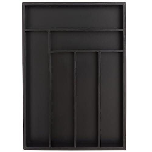 Juvale Bamboo Silverware Organizer for Drawer, Kitchen, 6 Slot Utensil Tray (Black, 17 x 11.75 x 1.75 In)