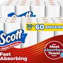 Scott Paper Towels, Choose-A-Sheet, 30 Double Rolls (2 Packs of 15) = 60 Regular Rolls (100 Sheets Per Roll) (White)