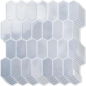 Art3d 10-Sheet Heavy-Duty Peel and Stick Backsplash, Self-Adhesive Vinyl Wall Tiles for Kitchen Countertop Bathroom, Light Blue (12 x 12 Inch)