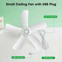 17" Portable USB Ceiling Fan for Camping Tent Outdoor Gazebo RV, 13.2 Ft Long Cord with on/off Button