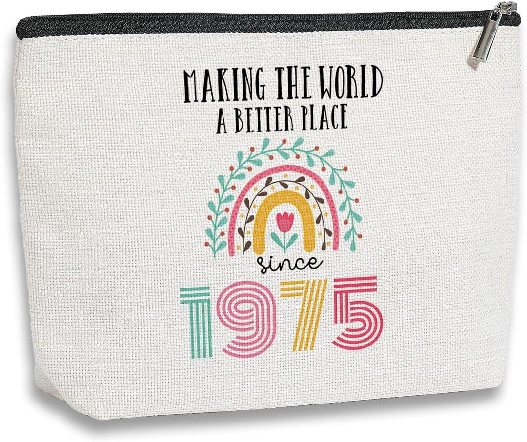50th Birthday Gifts for Her, 50 Year Old Girl Birthday Gift Ideas, 1975 Birthday Decorations Makeup Bag, 50th Birthday Decorations for Women, Gifts for Mom, Sister, Friends, Wife, Female 50th Birthday Gifts for Her, 50 Year Old Girl Birthday Gift Ideas, 1975 Birthday Decorations Makeup Bag, 50th Birthday Decorations for Women, Gifts for Mom, Sister, Friends, Wife, Female