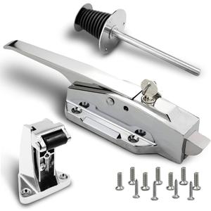 Walk in Cooler Door Handle, Walk in Cooler Door Closer Complete Latch Kit, Freezer Doors Handle (Metallic Silver (304 Stainless Steel Push Rod), 1/5 In-3/5 in(Offset))