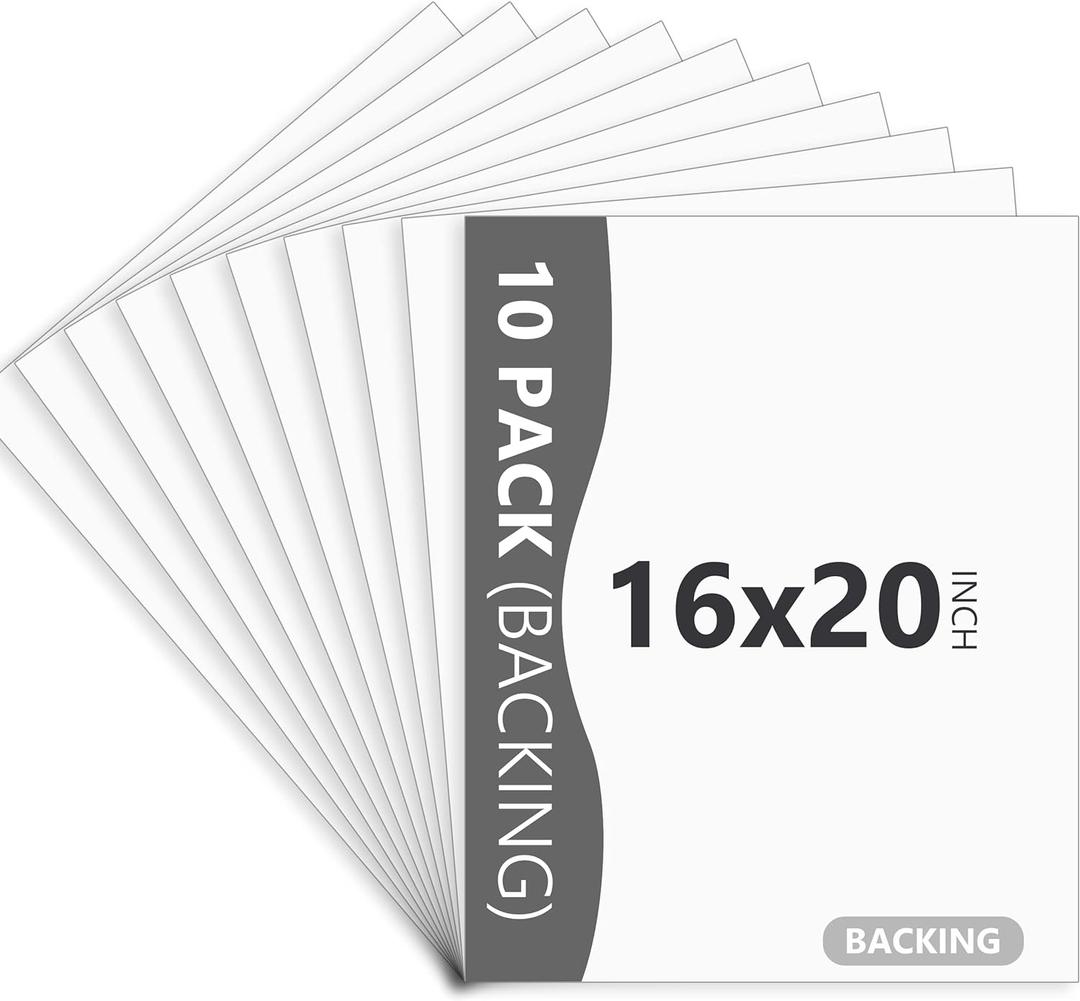 10 Pack 16x20 White Backing Boards, Uncut Mat Board 16x20, Acid Free Backerbords for 11x14 Photos, Pictures, Artwork and Paints, white 10pc backings 16x20