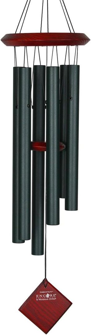 Woodstock Wind Chimes of Pluto Chimes for Outside, 27" Evergreen Small Light Sound Wind Chime Dcor for Outdoor Garden, Patio, Porch, Encore Collection