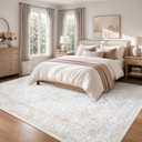 10x12 Washable Area Rugs for Living Room Beige Non-Slip Rug