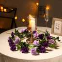 Veryhome 3PCS 23.7FT Artificial Purple Rose Flower Garland, Silk Hanging Floral Garland, Decorative Flower Vines for Room Decor Wedding Arch Flowers for Ceremony (Purple)