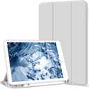 Aoub Case for iPad 9th/8th/7th Generation 10.2 inch, Auto Sleep/Wake Slim Lightweight Trifold Stand Smart Cover, Soft TPU Back Case with Pencil Holder for iPad 10.2 2021/2020/2019, Grey