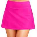 Daci Hot Pink High Waisted Swim Skirt - 2025 A-line Bathing Suit Skirt with Boxer Liner Tummy Control Skort Swimsuit Bottoms for Women Small