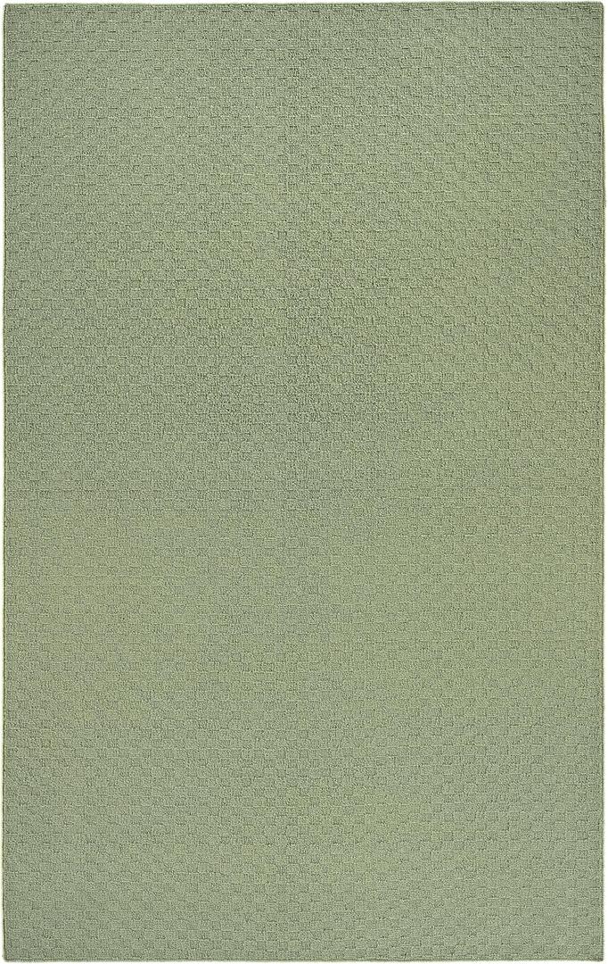 Garland Rug Town Square Sage Green 4' x 6' Non Slip Area Rug for Living Rooms & Hallways, Stylish & Durable for High-Traffic Areas