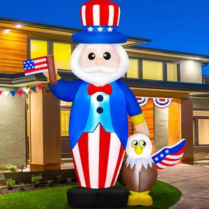 Danxilu 6 FT 4th of July Inflatables Outdoor Decorations Uncle Sam with Eagle & American Flag, Patriotic Independence Day Blow Up Inflatable Built-in LEDs Indoor Party Garden Lawn Yard Decoration