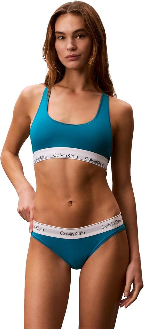 Calvin Klein Women's Modern Cotton Unlined Wireless Bralette (Medium, Teal Breeze)