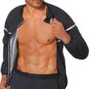 LAZAWG Sauna Suit Long Sleeve Sauna Jacket for Men Sweat Suit Zipper Sweat Shirt Top for Gym Workout Exercise (3X-Large, Black-5116)