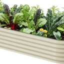 Vego garden Raised Garden Bed Kits, 17" Tall 9 in 1 8ft X 2ft Metal Raised Planter Bed for Vegetables Flowers Ground Planter Box-Pearl White