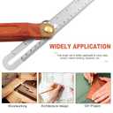 9 Inch T-Bevel Angle Finder Sliding Gauge, Adjustable Ruler Protractor with Hardwood Handle, Metric Marks