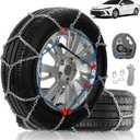 Snow Chains for Car Tires, Tire Chains for Passenger Cars, Sedan, SUVs, Quick Fit & Easy Installation Snow Tire Chains, Portable Reusable Emergency Tire Traction Chain, Set of 2 (HP1553)