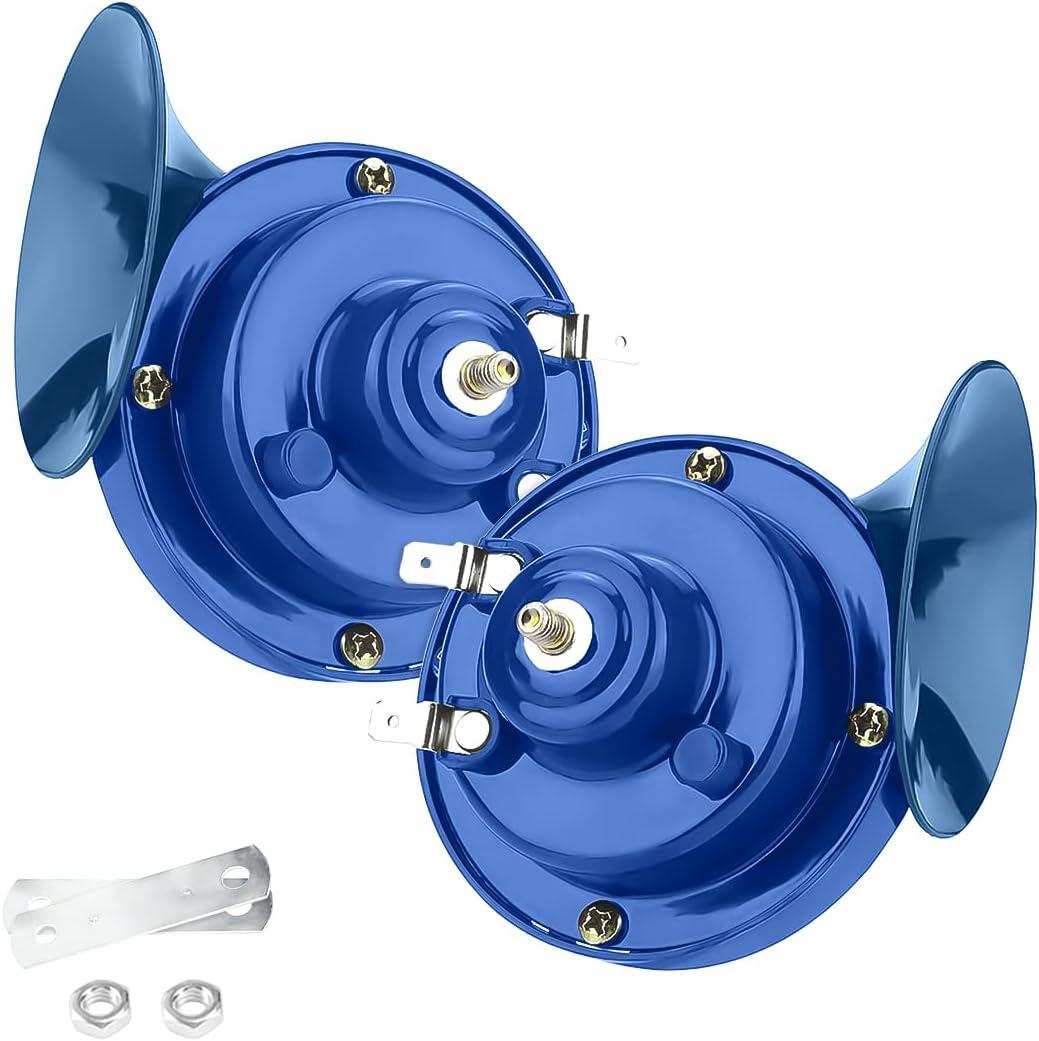 3 x 2PCS 300DB Super Loud Train Horns, 12V Waterproof Air Horns Replacement Kit, Car Air Electric Snail Double Horn, Automotive Accessories Universal for Car, Motorcycle, Truck, Bike, Boat (Blue)