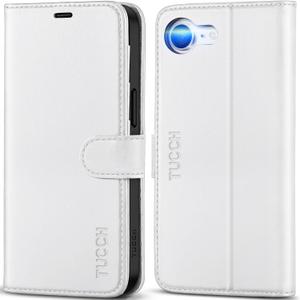 TUCCH Case Wallet for iPhone 17e, Case for 16e, [RFID Blocking] 4 Card Holder Kickstand [Shockproof TPU Shell] PU Leather Magnetic Closure Protective Cover Compatible with iPhone 17e/16e 6.1", White