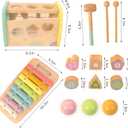 Hammering Pounding Toys Wooden Educational Toy Xylophone Shape Sorter, Birthday Gift for 3 Years Boys Girls Baby Toddler Kids Developmental Montessori Learning Toy (Yellow)