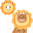 EXPAWLORER Cat Cone Collar Soft, Cat Recovery E Collar After Surgery to Stop Licking, Adjustable Waterproof Neck Elizabethan Pet Kitten Puppy Donut Pillow for Cats Wound Healing, Lion (S)