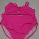 Summer Mae Twist Maternity Bikini Two Piece Pregnancy Swimsuits Cutout Bathing Suit High Waisted Ruched Swimwear (14, Hot Pink)