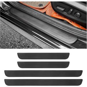 4PCS Car Door Sill Protector,Anti-Scratch Rubber Car Door Protector Edge Guards for Door Steps,Universal Waterproof Door Threshold Strips Exterior Accessories for Car Truck SUV (Black, Width 1.96")