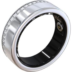 Smart Ring for Women Fitness Ring Diamond Activity Tracker Heart Rate Monitor Sleep Smart Rings Pedometer Calorie Step Counter Ladies Rings for Women Silver for iOS & Android