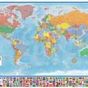 36x48 World Classic Elite Wall Map Laminated Flags of the World