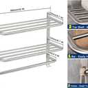 NearMoon Bathroom Towel Rack, 3-Tier Towel Holder with Hooks, SUS304 Stainless Steel Towel Hanger, Wall Mounted Towel Shelf Storage, Bathroom Accessories (22 Inch, Brushed Nickel)